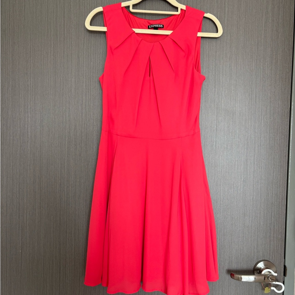 Express Vibrant Coral Red Cocktail Dress